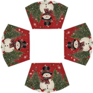 Artoid Mode Red Christmas Snowman Wedge Placemats for Round Table Set of 4, Winter Seasonal Kitchen Dining Table Decoration for Indoor Party Home (12" x 18", Wedge 4 Pcs)
