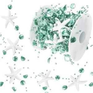 16 ft Ocean Themed Garland Ocean Beaded Starfish Shell Decor Coastal Beaded Beach Garland for Mantle Fireplace Summer Wedding Home Decor Supply(Green)