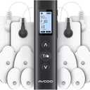 AVCOO 30 Modes TENS EMS Unit Compact Muscle Stimulator for Pain Relief of Back, Shoulder, Neck, Rechargeable & Portable Dual Channel EMS Muscle Stimulator with 30 Intensity Levels, 12 Electrode Pads (Black)