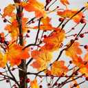 Nearly Natural 5ft Pre-Lit Autumn Maple Artificial Fall Tree with Berries and 96 Warm White LED Lights