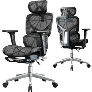 Mesh Office Chair,Ergonomic Computer Chair,Adjustable Lumbar High Back Desk Chair 400lbs,4D Adjustable Armrests & Removable Headrest,Breathable Mesh Chair for Adults,Home Gaming & Workplace(Black)