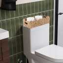 FEILANDUO Wicker Scalloped Storage Basket Boho Bathroom Decor Baskets for Shelves, Countertop, Toilet Tank, Rectangular Basket with Handle Farmhouse Home Organizer (Natural, 15.7"D x 6.6"W x 4.3"H)