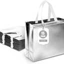 VGOODALL 15 Pack Large Gift Bags with Handles, 12.6" x 5" x 11" Silver Reusable Gift Bags Bulk for Christmas Birthday Wedding Party Favor