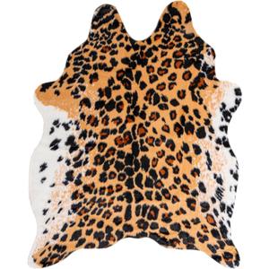 Orange Cheetah Print Rug, Leopard Rug Faux Cowhide Animal Skin Fur Hide Cheetah Area Rug Carpet for Living Room Bedroom Western Decor 6.7 x 5.2ft