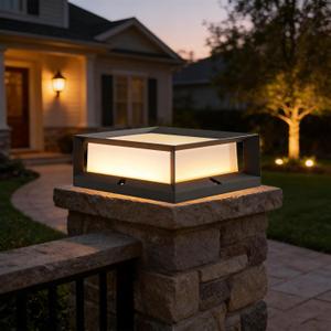 Outdoor Post Lights, 8.6" Post Light AC100-240V, LED Pillar Light Outdoor IP65 Waterproof, 3000K, Aluminum, Modern Square Column Lamp for Garden Patio Yard Decoration, 15W