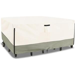Outdoor Furniture Covers Waterproof,600D Heavy Duty Outdoor Dining Table and Chairs General Purpose Furniture Cover,Square Patio Table Covers 62L x 62W x 28H inch Beige