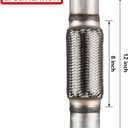 Exhaust Flex Pipe, 2.5''x 8''Stainless Steel Heavy Duty Exhaust Flex Pipe, Double Braid Exhaust Flex Tube, Overall Length 12''