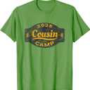 Vintage 2025 Cousin Camp Logo - Fun Summer Family Camping T-Shirt (Small, Grass Green)
