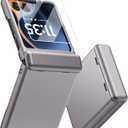 MAKAVO for Motorola Razr 2025 Case, Built-in Outer Screen Protector & Hinge Protection, Slim Fit Hard Full Body Shockproof Phone Cover for Moto Razr 2025, Titanium Gray