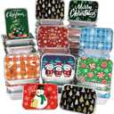 36PCS Christmas Foil storage Containers 9 Styles Merry Christmas Disposable Leftover Food Containers with Lids Aluminum Cookie Tin Pans for Winter Holiday Gift Giving Party Supplies(Style B) (Multicolor)