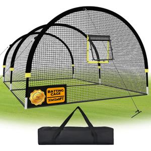 Baseball Batting Cages for Backyard - 22FT/30FTx 12FTx 8FT Portable Practice Softball Cage Net and Frame with Pitching Machine Hole, 12.7MM Fibreglass Poles and Carry Bag