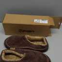 Zigzagger Men's Slip On Moccasin Slippers, Indoor/Outdoor Warm Fuzzy Comfy House Shoes, Fluffy Wide Loafer Slippers (11-12, Coffee)