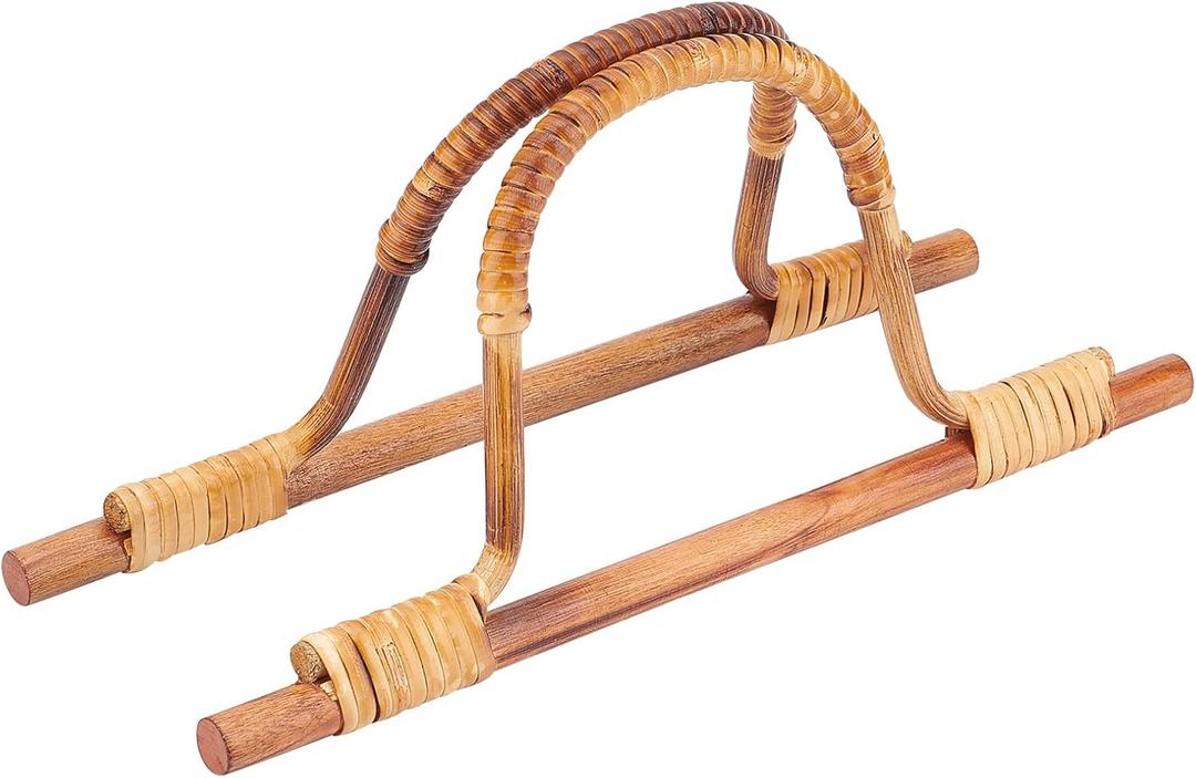 PH PandaHall 2pcs Bag Handles Replacement, Wood Purse Handle D Shape Handle Replacements Handbag Handles for Handmade Beach Bag Handbags Purse Handles Macrame Market Bags, 11 Inch