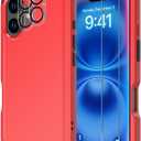 Diverbox for iPhone 16 Case [Shockproof] [Dropproof] [Tempered Glass Screen Protector + Camera Protectors] Heavy Duty Protection Phone Case Cover for Apple iPhone 16 (Red)