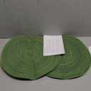 HARFINGTON 4pcs Round Braided Placemats 12" Non-Slip Round Table Mats for Dining Tables Washable Heat Insulation Woven Placemats Indoor Outdoor for Family Holiday Dinner, Green