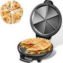 Electric Quesadilla Maker, 9.5'' Quesadilla Press with Easy Slice 6 Wedge, Non Stick Surface, Locking Latch For Extra Stuffing, Grilled Cheese Corn Flour Tortilla Snacks (Black)