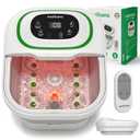 Medisana Collapsible Foot Spa, Foot Bath with Bubble, Heat, Red Light, Massage Rollers, Remote Control, Pedicure Foot Spa with 6 Motorized Rollers & 24 Massage Beads, Foot Soaking Tub for Relaxation