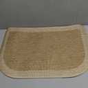 Half Circle Bath Mat, Non Slip Bath Mat, Thin Bathroom Rugs Fit Under Door Quick Dry Absorbent Washable Bathroom Mat with Rubber Backing, Brown Beige 16x24