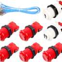 7X Arcade Buttons 30mm Happ Type Standard Push Buttons Switch with 20cm Buttons Cable for Arcade Joystick Arcade1up Games Console (Red)