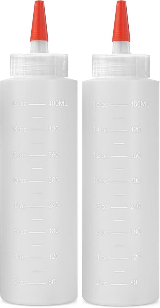 Homestead Choice 2-pack Plastic Squeeze Bottles for Sauces - 16oz Condiment Squeeze Bottles for Liquids - BPA Free Squirt Bottle with Cap - Ketchup, Syrup, Oil, Dressings, Honey & Arts and Crafts