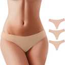 BUBBLELIME XS-XXL Sport Thong Panties Women Low Rise Sexy G-String No Show Bonded Breathable Underwear (6 Pack&3 Pack&1 Pack) (Beige, XL)