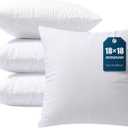 Phantoscope Pillow Inserts, Hypoallergenic 100% Virgin Fiber Square Form Microfiber Throw Pillow Inserts, Couch Bed Pillows 45x45 cm, 18x18 Inch (Pack of 4) (White)