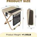 16" Extra Tall Portable Collapsible Stool, Sturdy and Durable Folding Backpack Stool with 3 Side Pockets, Ideal for Camping, Hiking, Outdoor Activities Portable Chair (Khaki)