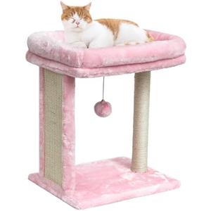 SYANDLVY Small Cat Tree for Indoor Cats, Scratching Board with Perch & Scratching Post, Kittens Scratcher with 2 Dangling Balls, Pink