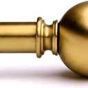 Golde Curtain Rods for Windows 18 to 144 inches,1 Inch Modern Metal Drapery Rods,Adjustable Heavy Duty Curtain Pole with Round Finials(18"-144"Soft Gold)