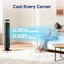 Alpen Tower Fan for Bedroom, 28db Quiet for Sleep Bladeless Tower Fan with Remote 5 Speeds & 4 Modes 12h Timer, Oscillating Standing Fan for Home Indoor, Black