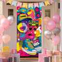 Back to 00s Happy Birthday Door Banner 35x71 Inch Y2K Graffiti Style Party Backdrop with Sneakers Lips and Neon Colors for Indoor Wall Birthday Celebration Decor