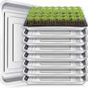 FillTouch 10 Pcs Stainless Steel Seed Starter Tray, Stainless Metal Garden Trays, Nursery Seedling Pots for Collection Transplantation & Propagation Flats, No Drain Holes(15.8 x 11.8 x 1.4 Inch)