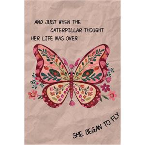 2 x Motivational Flower Butterfly Decor Inspirational Quotes Metal Tin Sign Gifts For Bedroom Living Room Office 8x12 Inch, 8x12x0.1 Inches