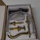 GGStudy 8 inch 2 Handles 3 Holes Widespread Bathroom Sink Faucet Antique Brass Bathroom Vanity Faucet Basin Mixer Tap Faucet Matching Metal Pop Up Drain with Overflow