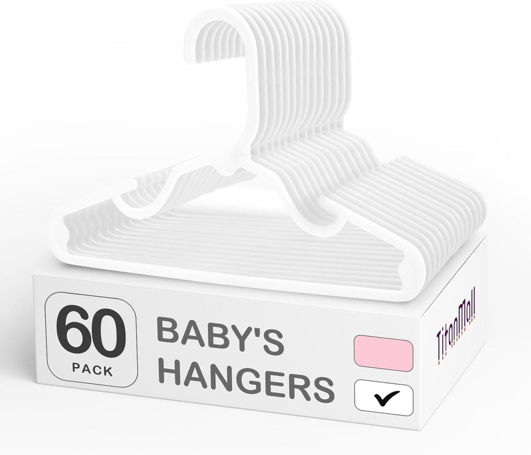SMARTOR 60 Pack Baby Hangers - 11.7 Inch Plastic Baby Hangers for Daily Use - White