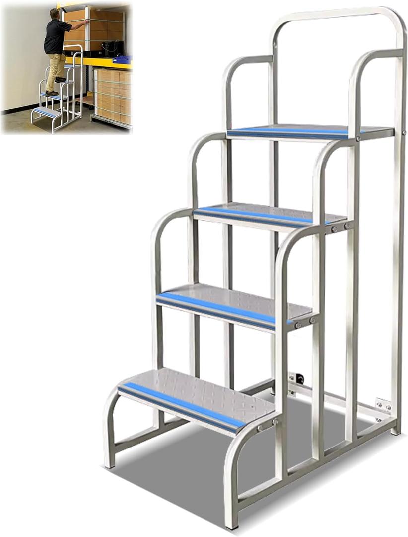 4 Step Stairs with Wheels, Industrial & Warehouse 4-Step Rolling Stairs, Non-Slip Rolling Steps with Stair Edge Protector, Easy to Move Rolling Steps with Wheels(21.7" Wx39.4H, 600LBs Loading) 4 Step Stairs with Wheels, Industrial & Warehouse 4-Step Rolling Stairs, Non-Slip Rolling Steps with Stair Edge Protector, Easy to Move Rolling Steps with Wheels(21.7" Wx39.4H, 600LBs Loading)