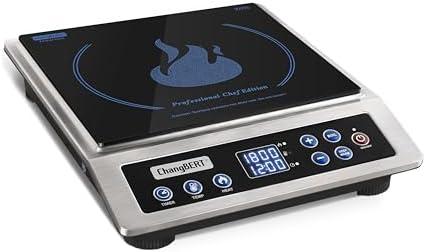 ChangBERT Induction Cooktop NSF Certified Professional Chef Edition Stove, 1800W Commericial Induction Burner with Schott Glass, Large Heating Coil Electric Hot Plate for Restaurant Hotel Food Station