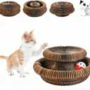 Zaviorra Cat Toy Magic Organ Cat Scratcher Cardboard with Bell Ball, Foldable Design& Changeable Accordion Shape,Exercise Anxiety Relief Toy for Indoor Cats and Protect The Furniture