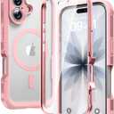 Diaclara Magnetic Designed for iPhone 17 Case Full Body Bumper,[Compatible with MagSafe] Military Drop Proof Cover with Built-in Touch Sensitive Anti-Scratch Screen Protector,Pink