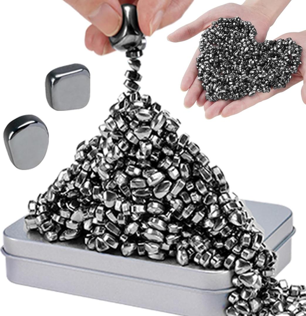 JUNYANG Magnetic Balls, 1000+ Mini Magnetic Putty, with 2 Large Smooth Magnetic Beads, Fun Quiet Fidget Toy for Adults & Teens, Weak Ferrite Putty Desk Toys for Office, ADHD Sensory Toys (Black)