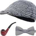 Kids 100 Days School Old Man Costumes Halloween Costume Dress up Outfit Accessories (8-10Year, Black)