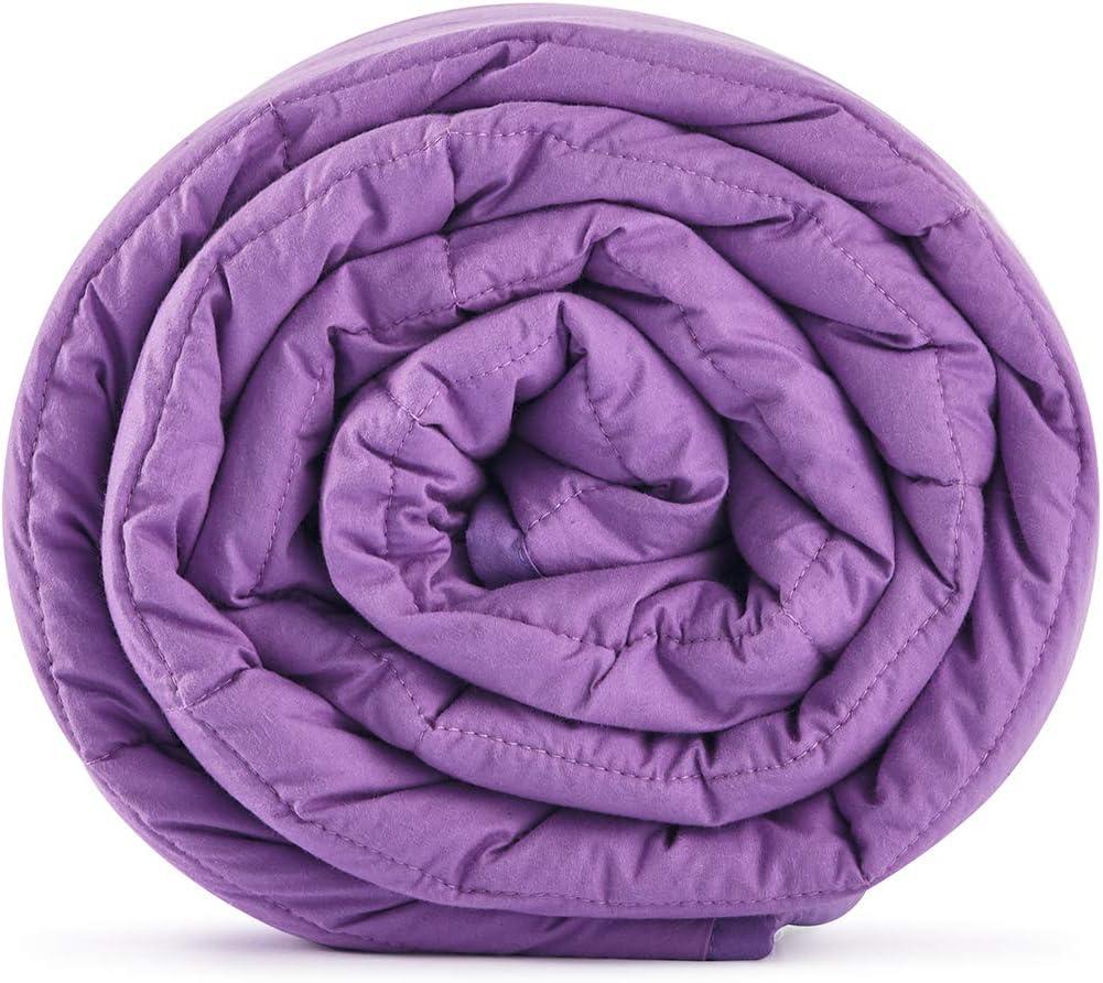 TONGDADA Kids Weighted Blanket | 40''x60'',10lbs | for Child Between 80-125 lbs | Premium Cotton Material with Glass Beads | Purple