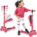 Hurtle 3-Wheeled Scooter for Kids - Wheel LED Lights, Adjustable Lean-to-Steer Handlebar, and Foldable Seat - Sit or Stand Ride with Brake for Boys and Girls Ages 1-14 Years Old
