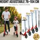 Non-Electric Scooters for Kids 8-12, Teens & Adults - Foldable Commuter Scooter with 8" Wheels, Bell, Hand Brake & Adjustable Height 30"-40.5", 220LB Capacity, Manual Push Scooter for Campus & Park