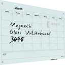Magnetic Monthly Calendar Glass Whiteboard - Glass Dry Erase Board 48"x36" Large Frameless Glass Board for Walls Office School and Home