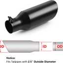 2 x A-KARCK Exhaust Tip 2.5 Inch Inlet, 2.5" Inlet 4" Outlet 12" Long Black Coated Finish Muffler Tip For Truck Tailpipe, Stainless Steel Rolled Edge
