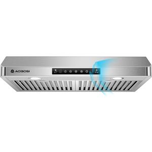 AAOBOSI Range Hood 30 inch Under Cabinet, (Upgraded)800-CFM Gesture Sensing/Touch Control/Motor,3 Speed Range Hood with LED Lights Exhaust Fan, Stainless Steel Kitchen Vent Hood