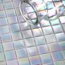 11.5sqft Iridescent Tiles for Bathroom Floor and Wall, Kitchen Backsplash, Shower and steam Areas, Accent, Fireplace, Restaurants, Hotels, Laundry, Swimming Pool (10pcs, Rainbow White)