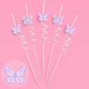 xo, Fetti Purple Butterfly Reusable Glitter Straw Set - 12 pc | Butterfly Bachelorette Decorations, Birthday Supplies, Guts Tour, Baby Shower Drinkware, HBD, Garden Party Favors, Y2k