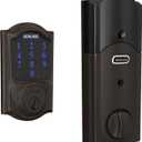 Schlage Connect Smart Deadbolt Lock with Touchscreen Keypad, Keyless Front Door Entry, Z-Wave Plus Compatible, Aged Bronze, BE469ZP CAM 716